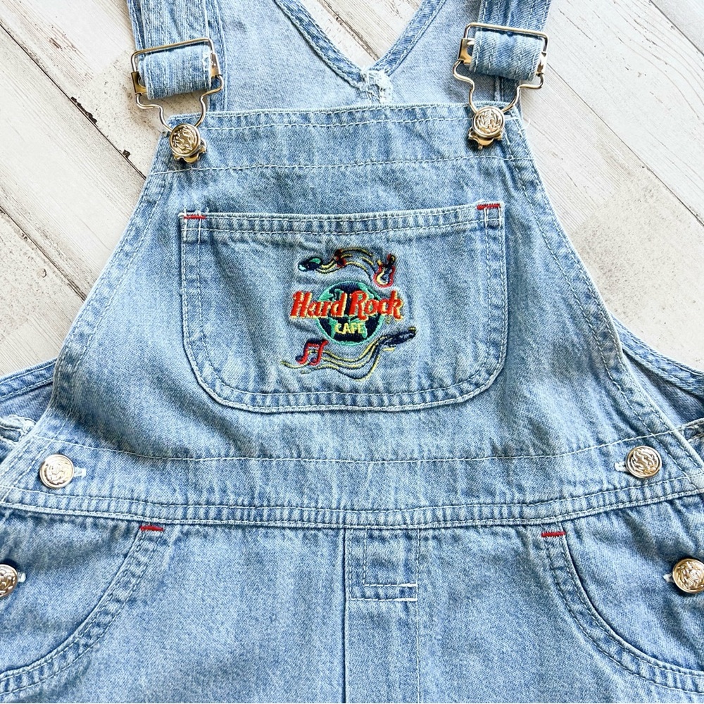 Vintage Y2K Hard Rock Cafe Save The Planet Denim Shortalls Kids Boys Sz 6 (read) - Picture 2 of 14